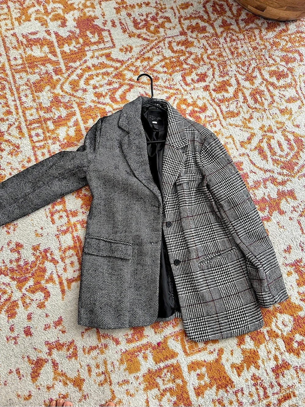 RD Style Eva Mixed Plaid Blazer Women's Gray & Black